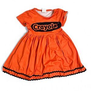 EUC Toddler Girls Short Sleeve Twirl Crayola Orange Dress - Size 2T